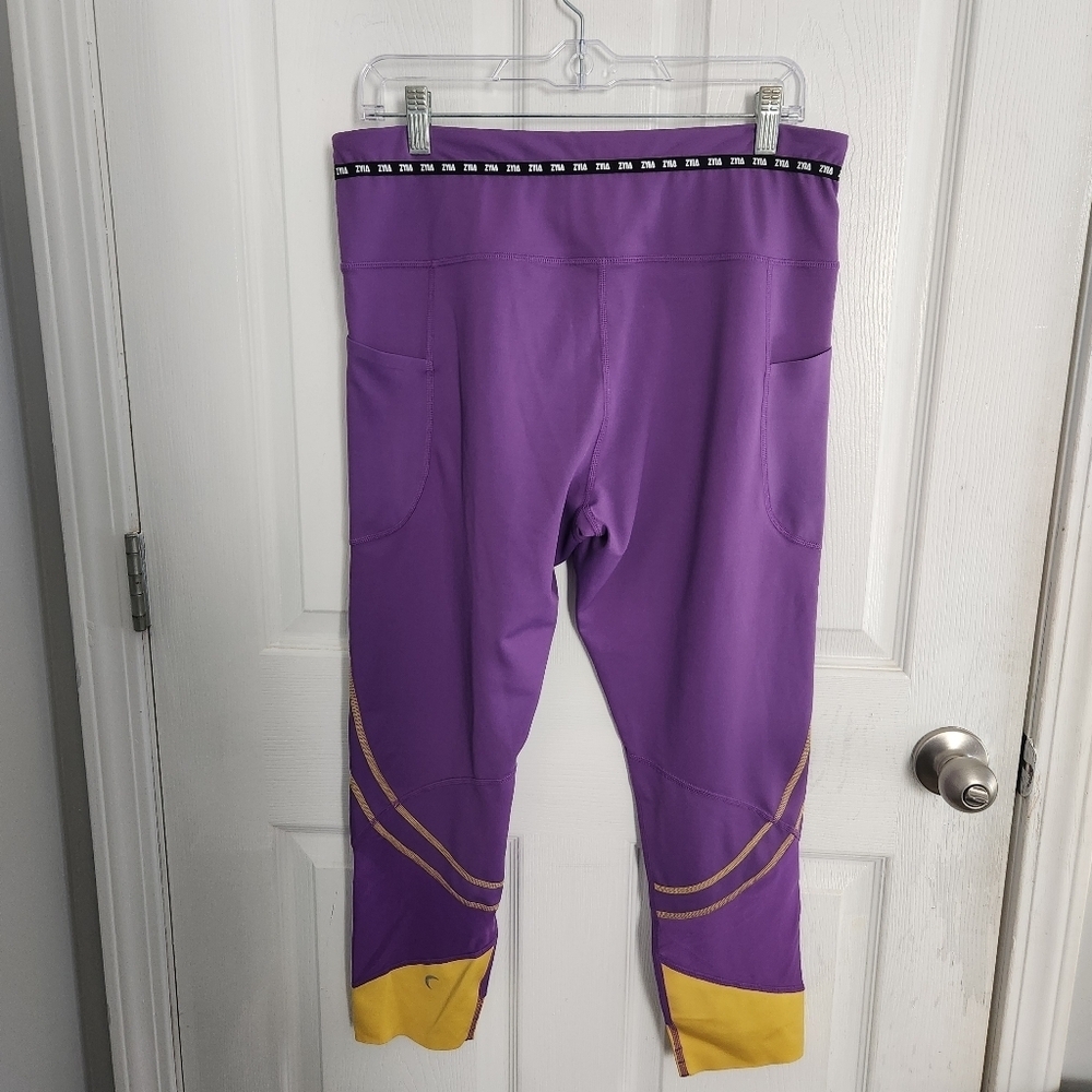 Zyia purple pull on high rise leggings workout jogging athleisure gym sz 16-18 - Picture 8 of 9